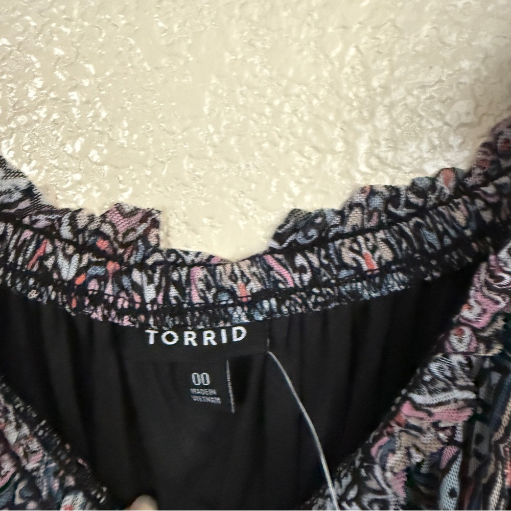 Torrid Midi Mesh Off Shoulder Peasant Dress Sz 00 M L - Picture 6 of 9
